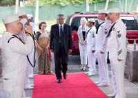Traditional Naval Welcome at COMPACFLT Boathouse - visit to Pearl Harbour.