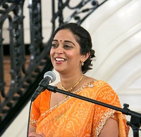 Ms Aastha Verma emceeing the World Hindi Day 2016 celebration event, hosted at the Embassy on January 15, 2015