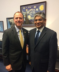 Ambassador Arun K. Singh meeting with Congressman Adam Schiff (California), Ranking Member-House Permanent Select Committee on Intelligence on July 28, 2015