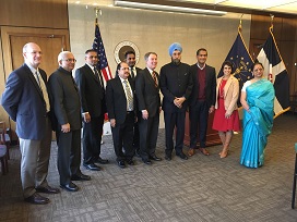 Ambassador Navtej Sarna meeting with Mayor Joe Hogsett of Indianapolis on Jan 9,2017
