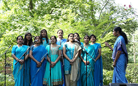Singers of 'Nadakokila' Choral Group singing patriotic songs on the occasion of celebration of India's 69th Independence Day at Embassy Residence on August 15, 2015.