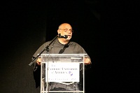Father Rev. Jude DeAngelo,  Catholic University of America(CUA),  speaking at 'Joy of Loving: Odissi Dance Drama on Mother Teresa' at Hartke Theatre, Catholic University of America (CUA), on September 12, 2015, presented by Nritalaya School of Odissi Dance  in association with Embassy of India, Washington DC