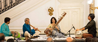 'Monsoon Melodie' Artists Alif Laila , Deepak Ram, Vijay Ganesh and Anirudh Changkakoti performing during the 'Monsoon Melodies: A Themed Musical Presentation Celebrating Indian Monsoon' event at Embassy on August 3, 2015.