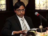 Counsellor (Political) Mr. Gourangalal Das addressing Sr Management Executives of PSUs visiting US as part of the Advanced Global Leadership Program (AGLP-2016) conducted by IIM/Kolkata, at the Embassy of India, Washington, DC, on September 7.