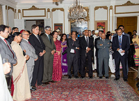 Ambassador Arun K. Singh and his wife Dr. Maina Singh with guests at Eid-ul-Fitr function at Embassy Residence on August 8