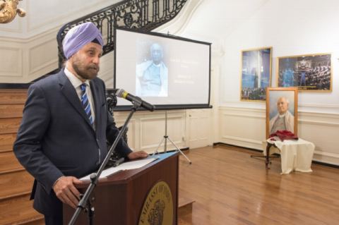 Ambassador Navtej Sarna addressing the gathering at the "Celebration of 142nd Birth Anniversary of Sardar Vallabhbhai Patel" at the Embassy of India, Washington, DC on Tuesday, October 31, 2017.