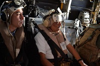 Defence Minister Manohar Parrikar on the way to USS Dwight D. Eisenhower in Atlantic Ocean on December 10, 2015.