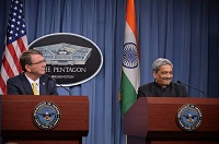 Defence Minister Manohar Parrikar and U.S. Defense Secretary Ash Carter at a joint Press Conference at Pentagon on December 10, 2015.