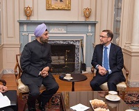 Photo 2 of Ambassador Navtej Sarna presenting copy of his credentials