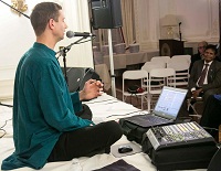 Payton MacDonald singing a Dhrupad note during New World Raga: Communicating Across Musical Cultures' cultural event presented by the Embassy of India, Washington DC on April 22.