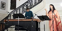 Reena Esmail (vocals) and Payton MacDonald (on Marimba) during the "New World Raga: Communicating Across Musical Cultures' cultural event presented by Embassy of India, Washington DC on April 22.
