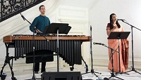 Reena Esmail (vocals) and Payton MacDonald (on Marimba) during the "New World Raga: Communicating Across Musical Cultures' cultural event presented by Embassy of India, Washington DC on April 22.