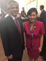 Ambassador Arun K. Singh meeting with Congresswoman Judy Chu (D-CA), Ranking Member of House Small Business Subcommittee on Economic Growth, Tax and Capital Access at Democratic National Convention, Philadelphia (July 25, 2016).