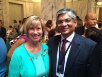 Ambassador Arun K. Singh meeting with Congresswoman Janice Hahn (D-CA) at Democratic National Convention, Philadelphia (July 26, 2016)