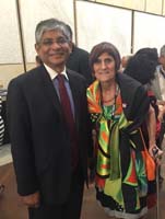 Ambassador Arun K. Singh meeting with Congresswoman Rosa DeLauro (D-CT), Ranking Member of House Appropriations Subcommittee on Labour, Health and Human Services, Education and Related Agencies at Democratic National Convention, Philadelphia (July 25, 2016)