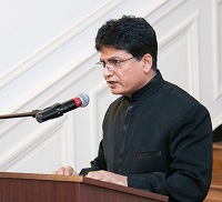 Attache Y. K. Batra emceeing the cultural event presented by the Embassy of India, Washington, DC, in connection with the Celebration of the 141st Birth Anniversary of Sardar Vallabhbhai Patel, at the Embassy on November 3.