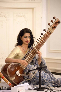 'Sitar' Artist Alif Laila performing during the 'Monsoon Melodies: A Themed Musical Presentation Celebrating Indian Monsoon' event at Embassy on August 3, 2015