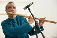 Flutist Deepak Ram performing during the cultural event 'Colors of Breath: A Meditative Thematic Music Recital', presented by Embassy of India, Washington DC on April 29.