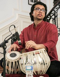 Anirudh Changkakoti on Tabla during the cultural event 'Colors of Breath: A Meditative Thematic Music Recital', presented by Embassy of India, Washington DC on April 29.