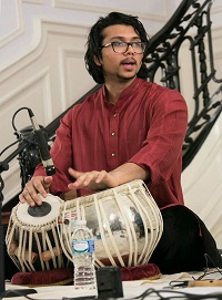 Anirudh Changkakoti on Tabla during the cultural event 'Colors of Breath: A Meditative Thematic Music Recital', presented by Embassy of India, Washington DC on April 29.
