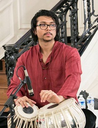 Anirudh Changkakoti on Tabla during the cultural event 'Colors of Breath: A Meditative Thematic Music Recital', presented by Embassy of India, Washington DC on April 29.