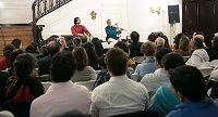Flutist Deepak Ram, accompanied by Anirudh Changkakoti on Tabla, during the cultural event 'Colors of Breath: A Meditative Thematic Music Recital' presented by Embassy of India, Washington DC on April 29.