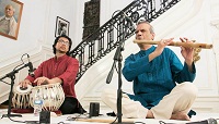 Flutist Deepak Ram, accompanied by Anirudh Changkakoti on Tabla, during the cultural event 'Colors of Breath: A Meditative Thematic Music Recital' presented by Embassy of India, Washington DC on April 29.