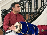 Srikanth Ramachandran playing the Mridangam.