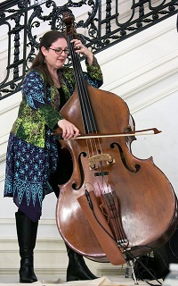 Amy Shook playing the Bass.