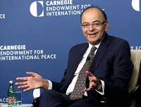 Finance Minister Arun Jaitley speaking at Carnegie Endowment for International Peace in Washington DC on April 13, 2016.