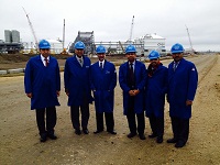 His Excellency Dr. S. Jaishankar, Ambassador of India to the United States visited the Sabine Pass LNG Terminal of Cheniere Energy Inc. in Louisiana on 3 February 2014. In photo, (from l to r), First Secretary Mohit Yadav, Consul General P. Harish, Ambassador Jaishankar, GAIL Global (USA) Inc. President Jayanta Sinha, Minister Pranay Verma and First Secretary Ajay Kumar.