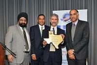 His Excellency Dr. S. Jaishankar, Ambassador of India to the United States attended the Reception hosted by the Indo-American Chamber of Commerce of Greater Houston (IACCGH) on 3 February, 2014.  In photo, (from r to l) Consul General P. Harish, HE Dr. S. Jaishankar, Mr. Sanjay Ramabhadran, President and Mr. Jagdip Ahluwalia, Executive Director, IACCGH.