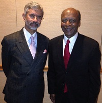 Ambassador Dr. S. Jaishankar with Illinois Secretary of State Jesse White on February 28, 2014.