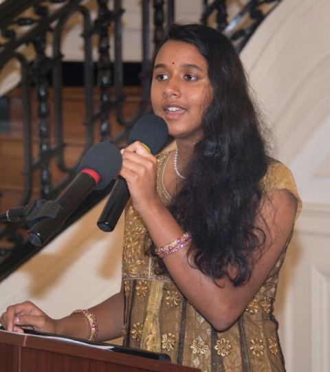 Singing of devotional Songs by Ms. Krishnapriya, a freshman at the University of Maryland during the celebration of Diwali at Embassy of India, Washington DC on Sunday, November 11, 2018.