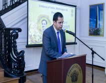 Shri Pratik Mathur, First Secretary (PIC), welcoming the guests at the cultural event titled "Celebration of 100th Birth Anniversary of Pandit Deendayal Upadhyaya" at the Embassy of India, Washington, DC, on Monday, September 25, 2017.