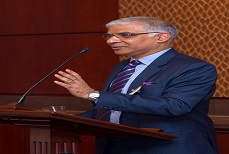 Photo 1 of Deputy Chief of Mission Santosh Jha briefing Congressional Staffers & Committee  Directors on Prime Minister Modi's successful visit to the U.S.