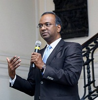 Counsellor (Press, Information & Culture) Mr. M. Sridharan welcoming the guests and introducing the event.