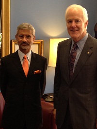 Ambassador Dr S Jaishankar with Senator John Cornyn of Texas, co-chair of Senate India Caucus on June 17, 2014