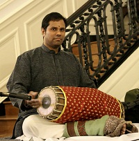 Vijay Ganesh playing the Mridangam.
