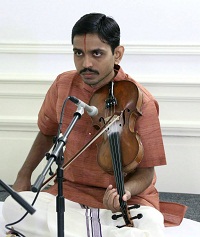 Nagai Sriram playing the Violin.