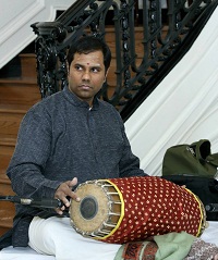 Vijay Ganesh playing the Mridangam.