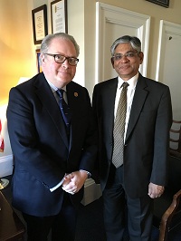 Ambassador Arun K. Singh meeting with Congressman George Holding (R-NC), Co-Chair of India Caucus on April 11, 2016.