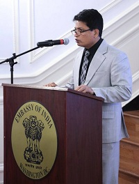 Attache Y. K. Batra emceeing the cultural event