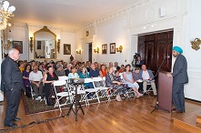 Ambassador Shri Navtej Sarna delivering the welcome speech at the talk titled "India: A Land of Maharajas and Jews" by Mr. Kenneth X. Robbins at the Embassy of India on June 9, 2017