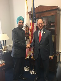 Ambassador Navtej Sarna Congressman Brad Sherman, Ranking Member of House Foreign Affairs SubComm. Discussed India-US relations