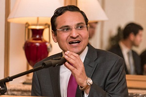 First Secretary Suneet Mehta anchoring the Hanukkah celebrations at Ambassador's Residence on December 19, 2016.