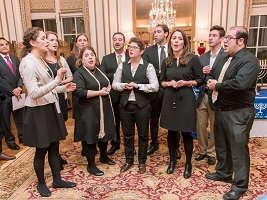 Singing of Hebrew and English songs by Makela Jewish Yound Professionals Group at the Hanukkah celebrations at Ambassador's Residence on December 19, 2016.