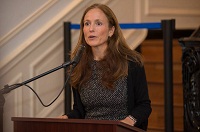 Ms Holy Gordon, Co-Founder and CEO, 'Girl Rising' , addresses guests and does the Vote of Thanks at 'Girl Rising India' event at Embassy of India, Washington DC on October 9, 2015 hosted by Ambassador Arun K. Singh on the eve of International Day of the Girl.