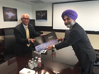 Administrator Charles Bolden (former Astronaut) presents a book on Hubble Space Telescope to Charge d'Affaires, Amb. Taranjit Singh Sandhu