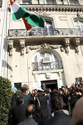 Ambassador Navtej Sarna unfurling the National Flag on the occasion of India's 68th Republic Day.